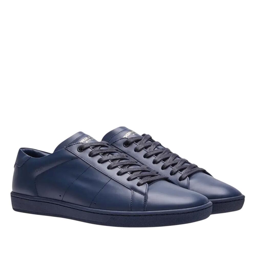 SAINT LAURENT SL/01 Leather Low Trainer Sneakers Slim Navy Blue Sz 43/US 10 $695